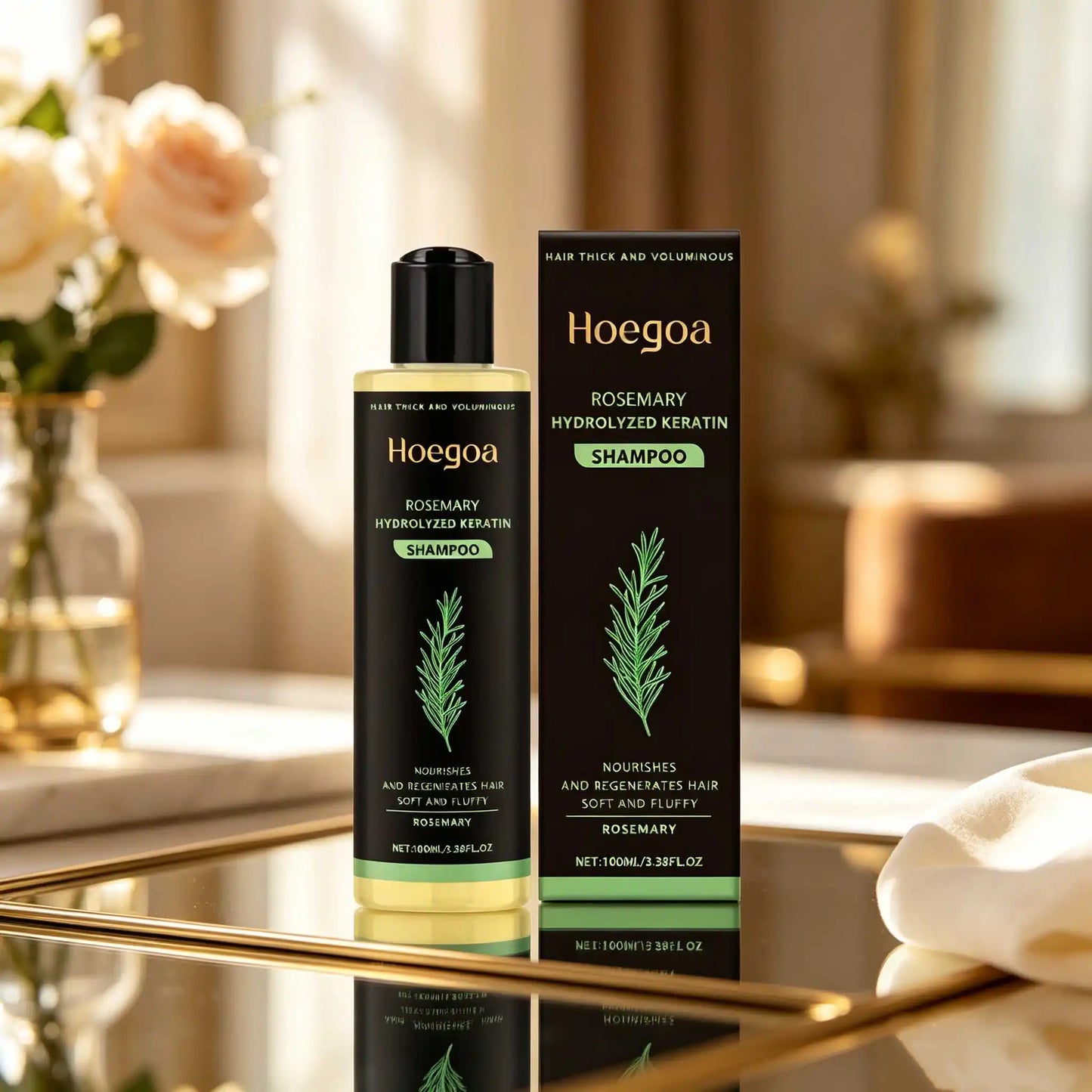Champú espesante, Control de aceite, aumento de volumen, fortalece los hebras, Reduce la rotura, reparación nutritiva, champú para el cuidado del cabello de romero