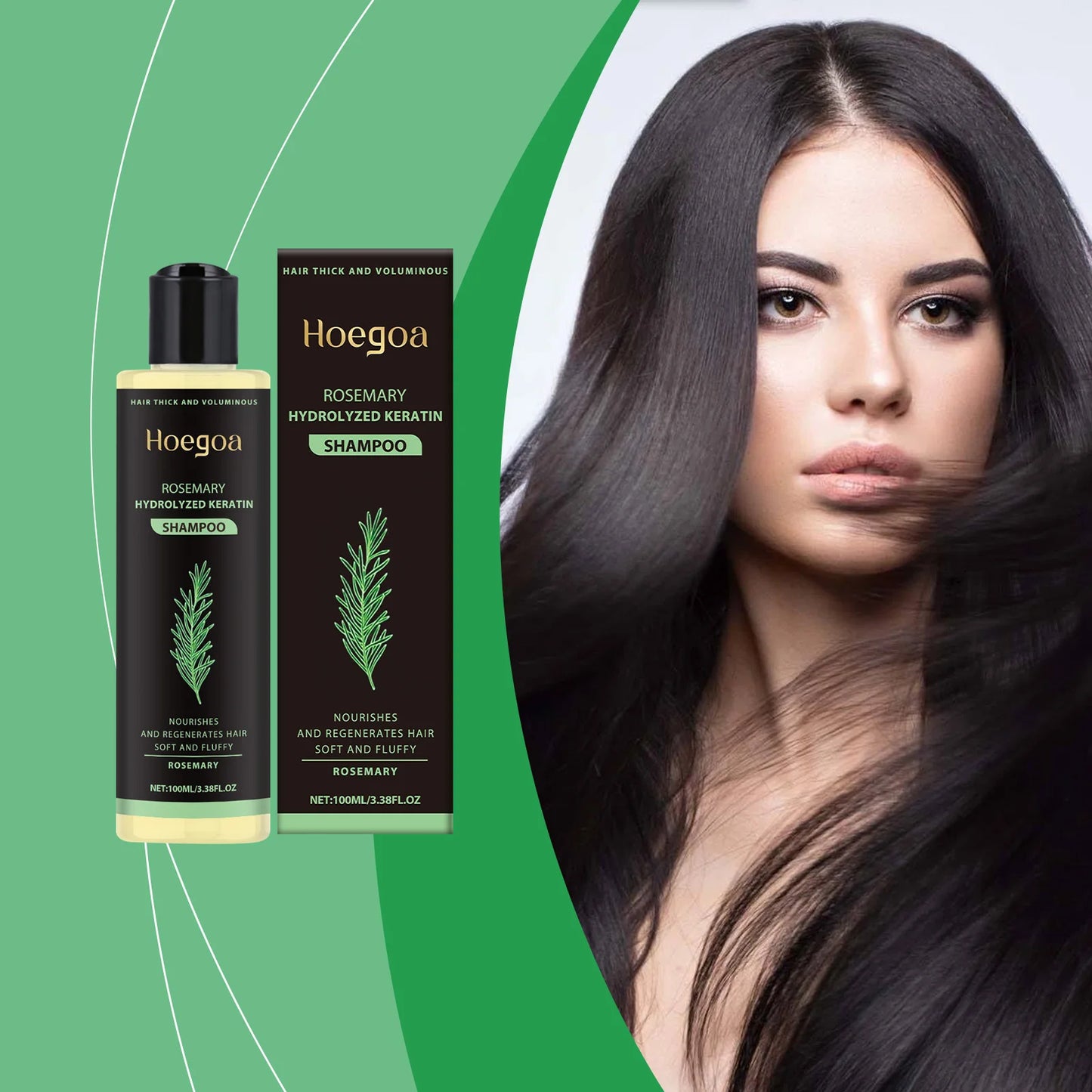 Champú espesante, Control de aceite, aumento de volumen, fortalece los hebras, Reduce la rotura, reparación nutritiva, champú para el cuidado del cabello de romero
