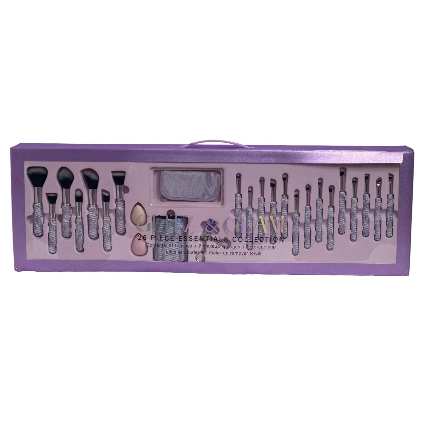 CAJA MALTRATADA  Blingy Pearl Glitz & Glam | 26pc Essentials Collection Brush Set Purple CAJA DANADA