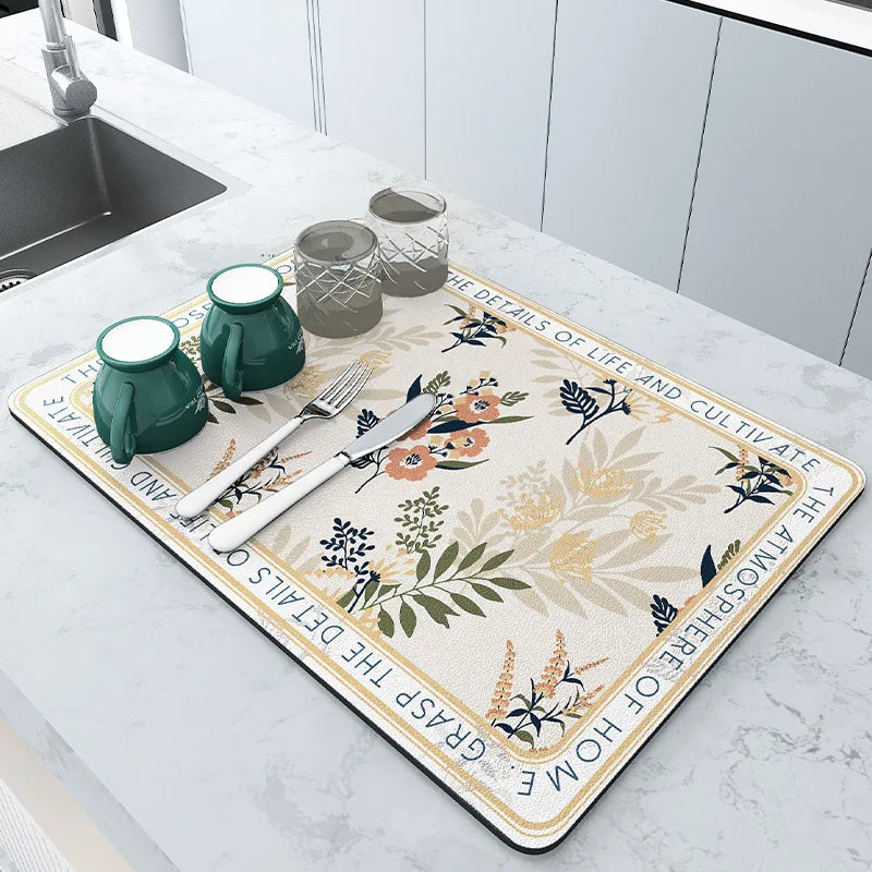 Tapete Absorbente Grande para Cocina, Antideslizante, para Secar Platos, de Secado Rápido, para Baño, para Vajilla