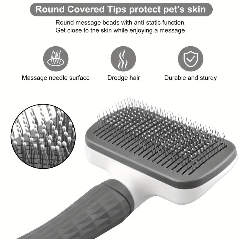 Cepillo desenredante universal para mascotas, masajea nudos y alfombrillas. 19cm, para cabello largo/corto, calmante