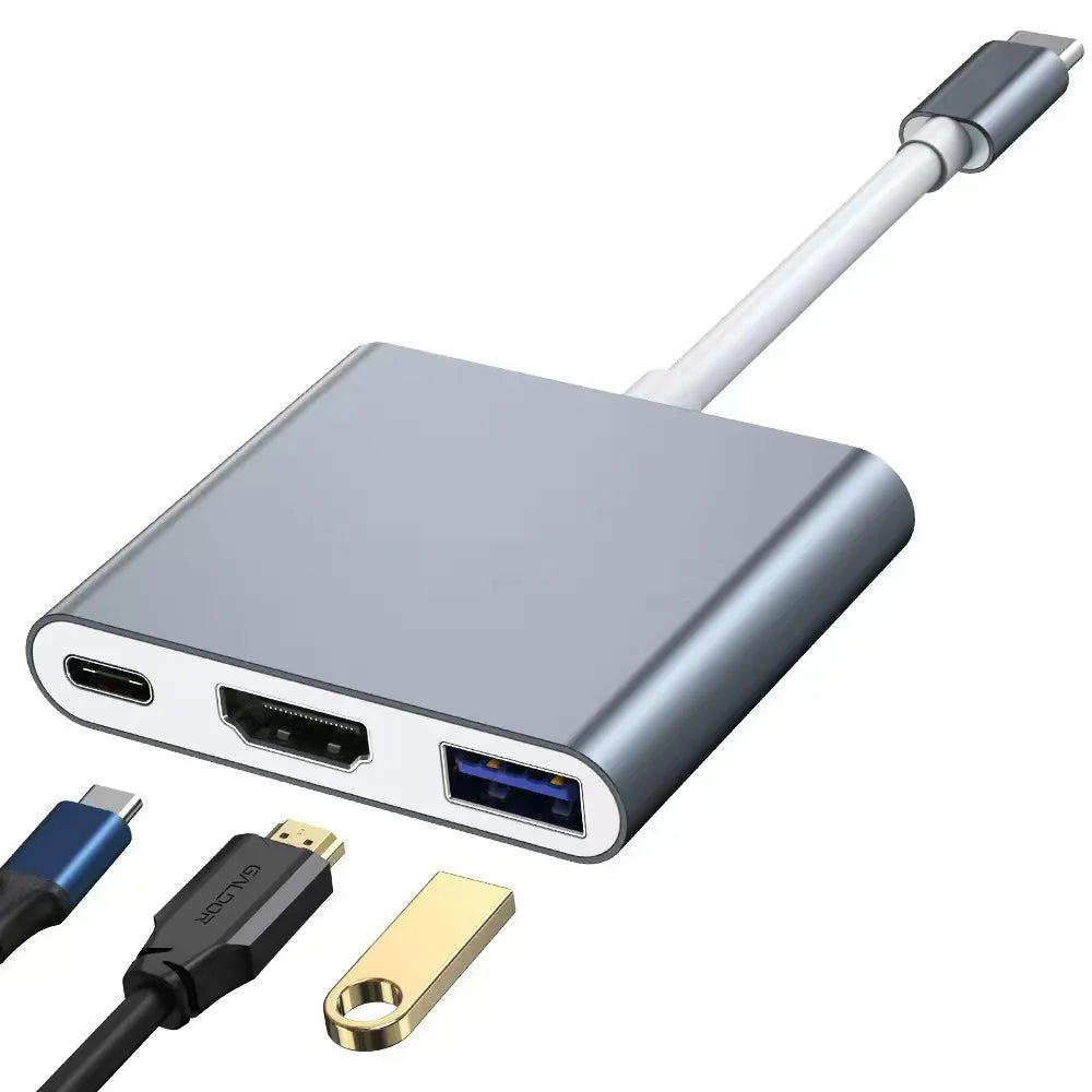 Hub USB-C 3 en 1: tipo-c 3 en 1 PD100W+HDMI(4K/30Hz)+USB3.0