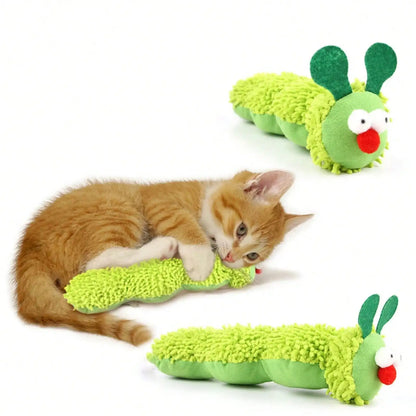Juguetes para gatos: Juguete molar de oruga con hierba gatera, juguete interactivo de Silvervine para gatos, juguete para limpiar el hocico de gatitos, accesorios para mascotas