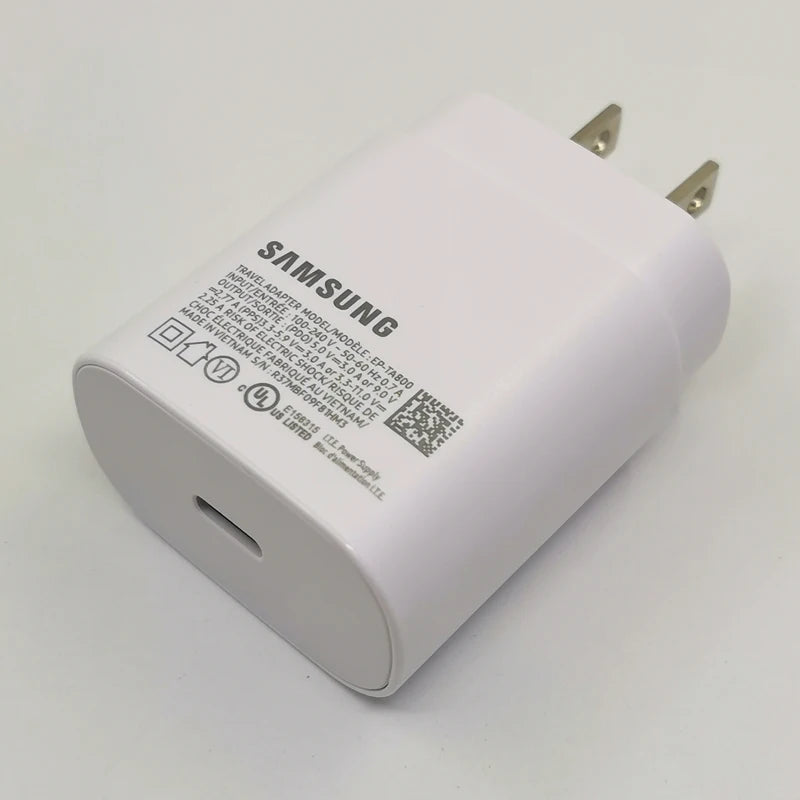 Para Samsung 25W cargador de enchufe estadounidense adaptador de carga súper rápida Cable tipo C para Galaxy S20 S21 S22 S23 S24 Note 20 Ultra 10 A55 A54