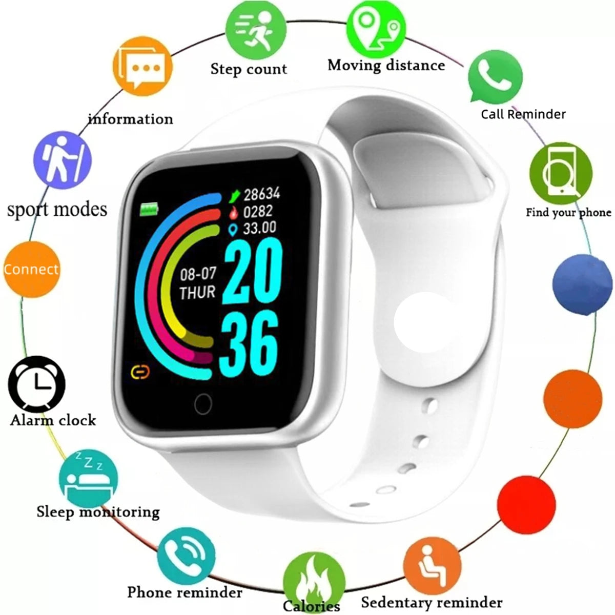 Reloj inteligente para hombre y mujer, pulsera con mensaje, Monitor de Fitness, regalo de cumpleaños, reloj electrónico para Android IOS
