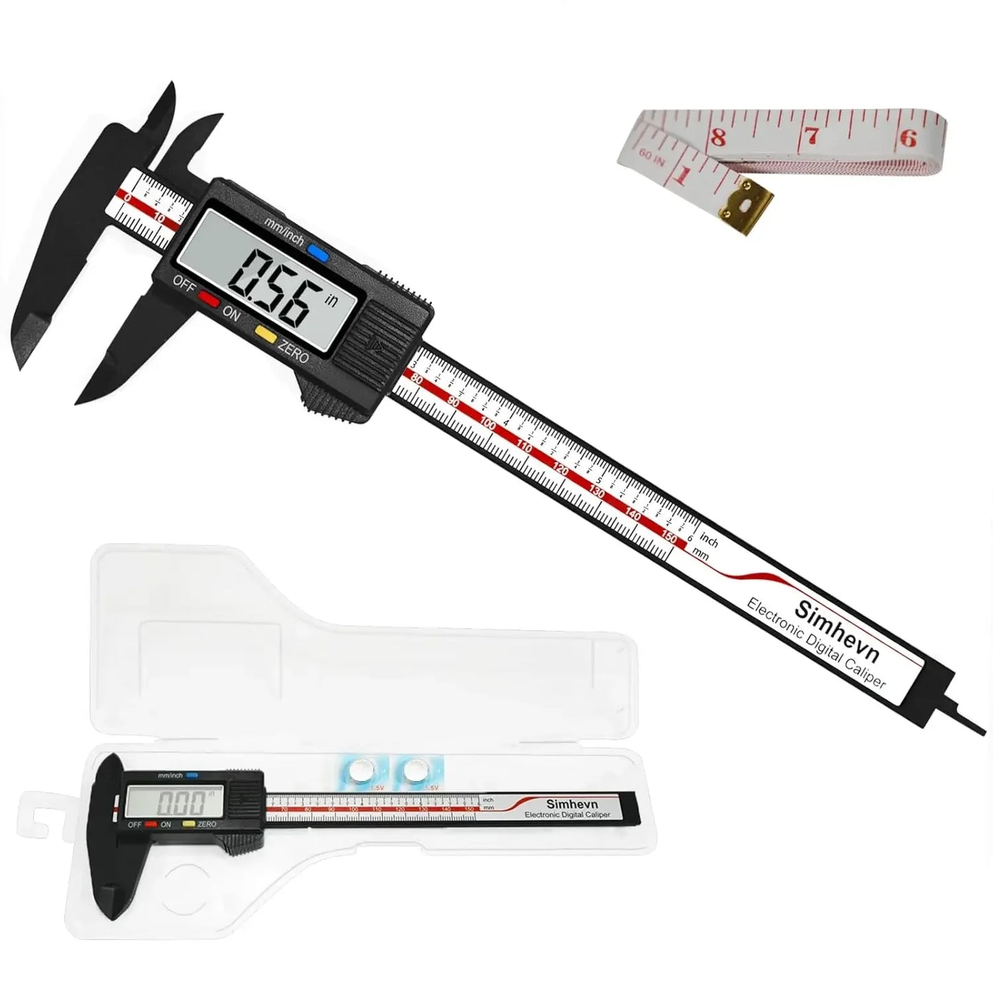 Calibrador digital electrónico, conversión de pulgadas y milímetros, pantalla LCD, herramienta de medición de calibrador de 0-6 pulgadas, apagado automático