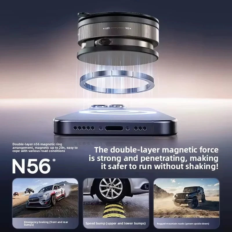 Soporte magnético para teléfono para coche, 360 °   Soporte magnético para automóvil giratorio, plegable y ajustable, compatible con iPhone y otros teléfonos